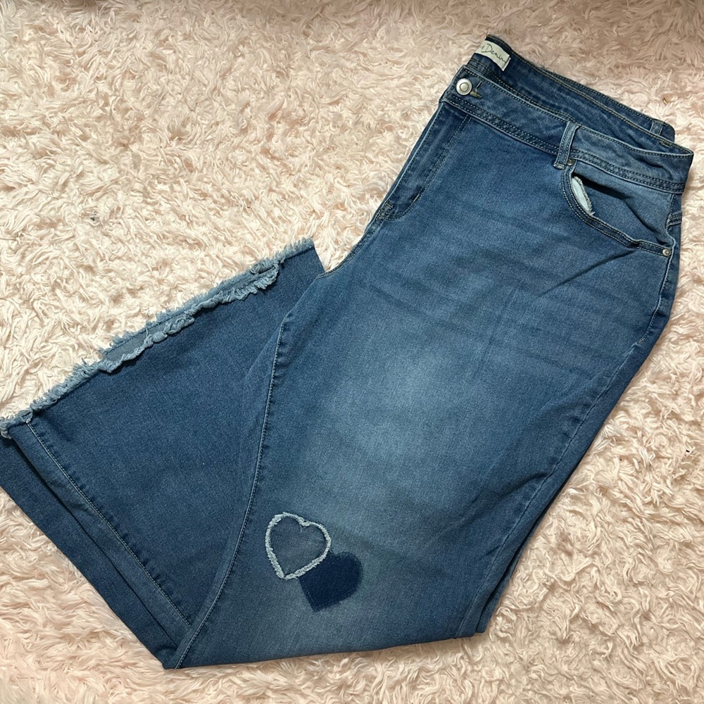 Cato Heart Patch High Waisted Flare Jeans